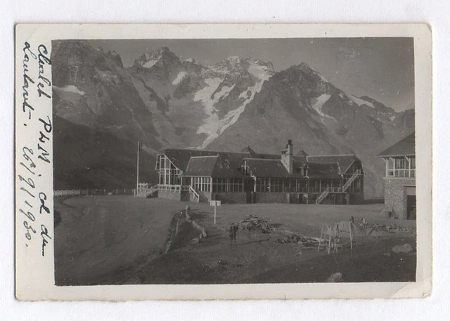 OLD PHOTO Chalet PLM Col du Lautaret 1930 Glacier Alpes Montagne