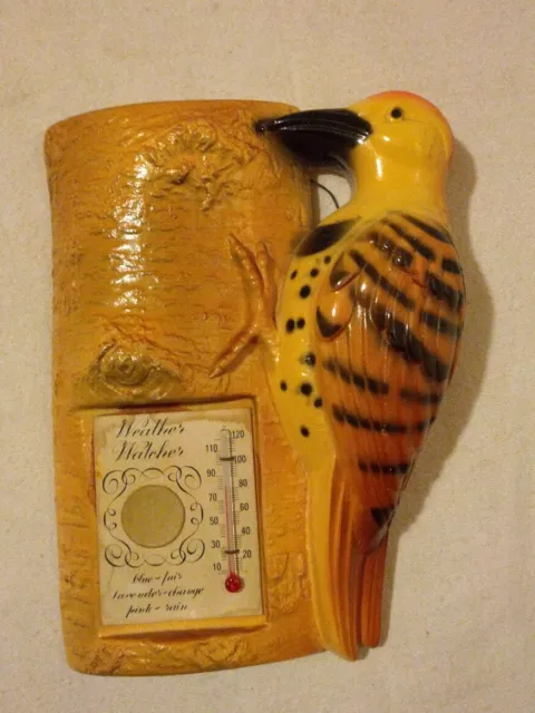 Vintage Collectible Decorative Woodpecker Wall Hanging Thermostat