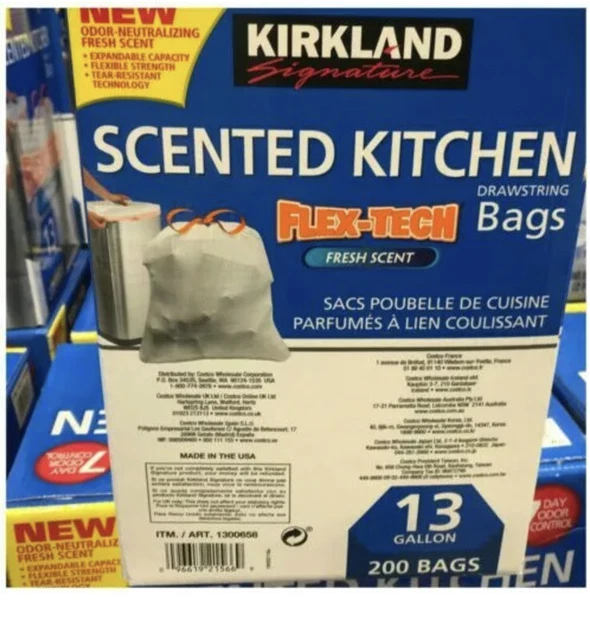 2 BOX KIRKLAND Signature FlexTech 13 Gal Fresh Scent Kitchen Trash