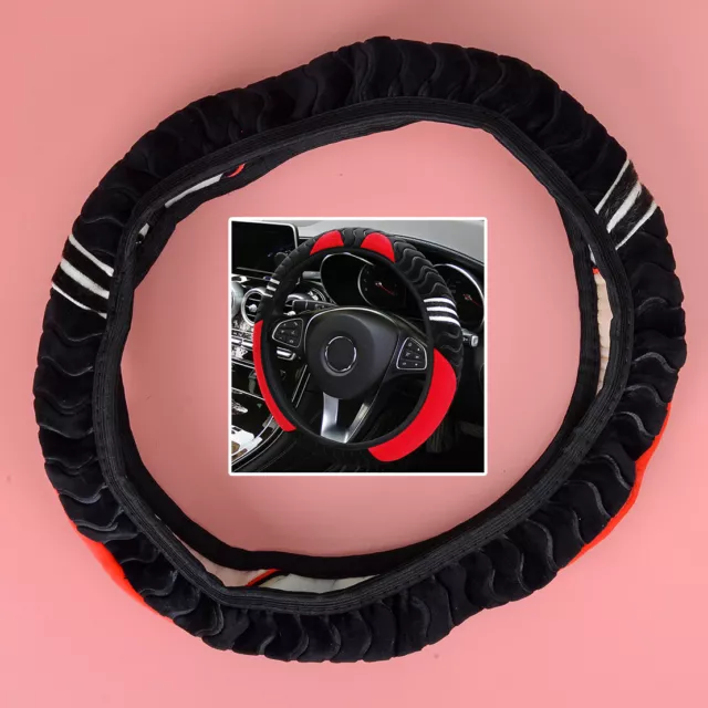 15" Universal Car Steering Wheel Cover Plush Monster Elastic Warm Protector