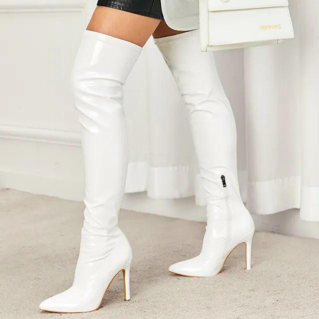 Women Stiletto High Heels Pointed Toe Over The Knee Boots Party Shoes Size 4-10