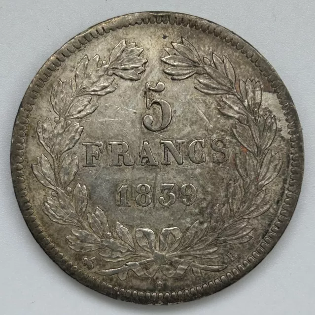Qualité: 5 Francs Louis Philippe I 1839 B Rouen - Argent 2