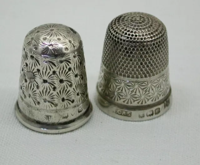 Selection Of Six Lovely Antique Silver Thimbles 3