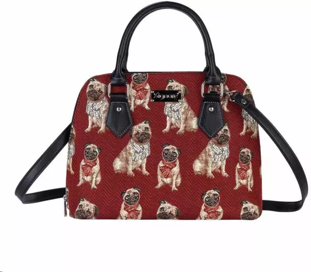 Signare Tapestry Pug Convertible Bag Top-Handle Shoulder Handbag for Women