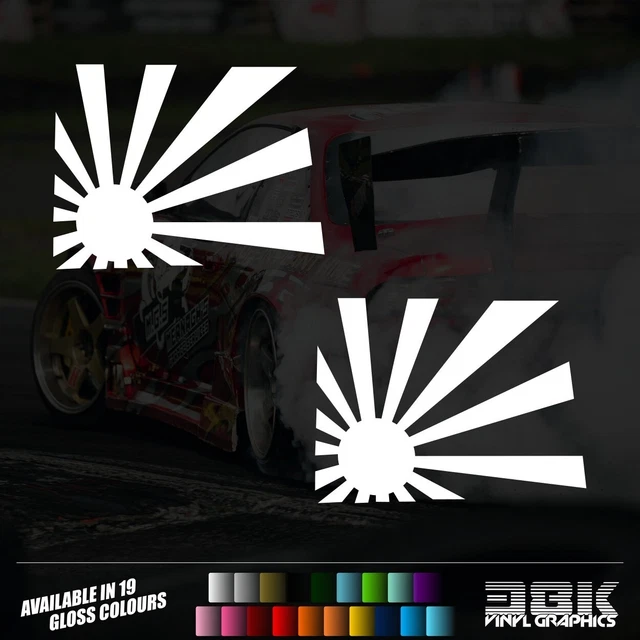 Set Of 2 JDM Sunrise Vinyl Decals - Car, Van, Window, Or Bumper Stickers (UK Made)