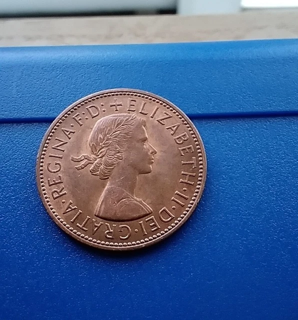 1967 One Penny Coin, Queen Elizabeth II , Uncirculated Near Full Lustre