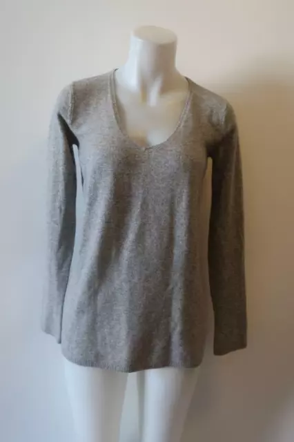 Womens Vince Grey V-Neck Cashmere Wool Blend Pullover Tunic Sweater S *