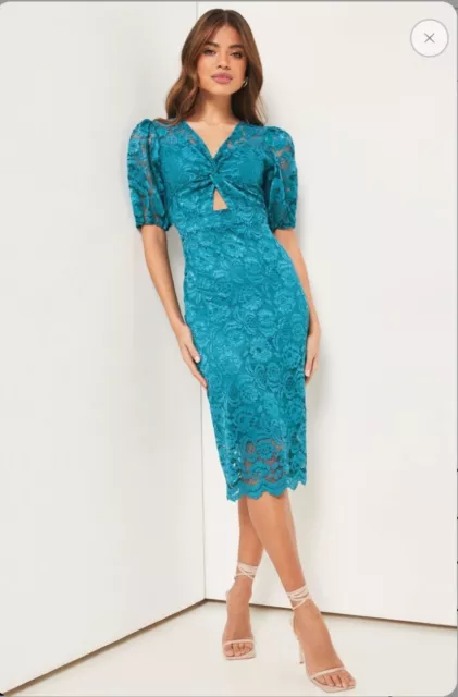 Lipsy teal lace dress outlet