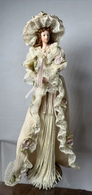 Victorian tassel doll Collectible Fashion Dolls Porcelain W/ Stand