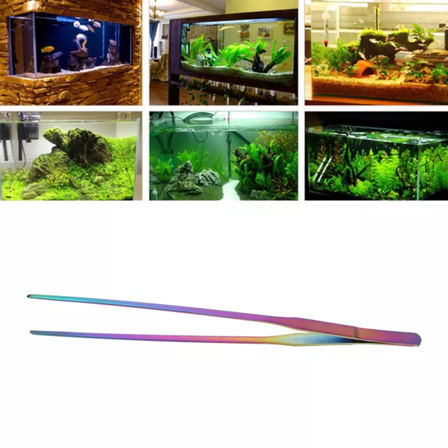 New 27cm Aquarium Pinces En Acier Inoxydable Fish Tank Longues Pinces Planté Qcs 3