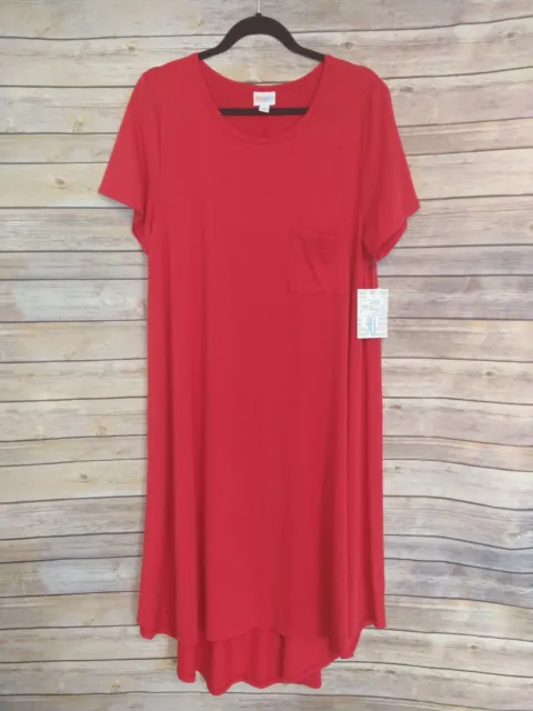 Nwt NEW Women's LuLaRoe Size XL Solid Red Carly Dress