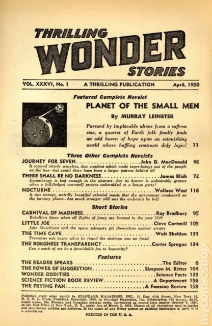 Thrilling Wonder Stories Pulp Apr 1950 Vol. 36 #1 FR/GD 1.5 3