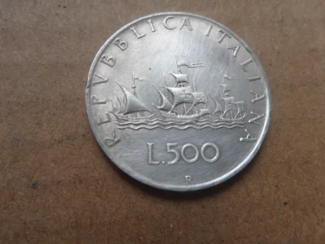 1960s  L.500  SILVER  COIN. ITALY. V.F.