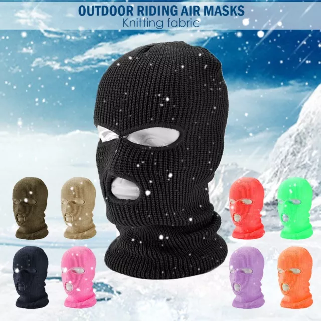 3 Hole Full Face Ski Mask Winter  Balaclava Hood Beanie Warm Tactical Hat UK 2