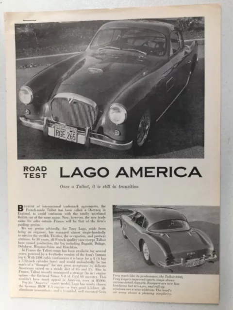 LLLArt31 Vintage Article Road Test Lago America April 1959 3 page