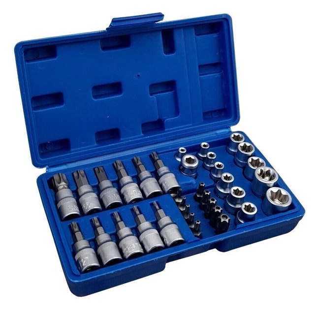 Kit Professionale 54 Pezzi – Inserti Torx, Hex E Spline, Attacchi 1/2" E 3/8", In Valigetta Metallica