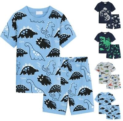 Bambini Ragazzi Ragazze Cartoon dinosuar Print T Shirt Pantaloncini Pigiama Sleepwear Abiti
