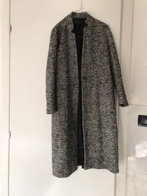 CAPPOTTO DONNA ZARA Tg M Lungo Spigato Colore Nero Grigio E Bianco