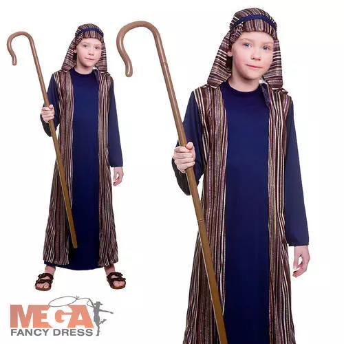 Kids Shepherd Boys Fancy Dress Christmas Nativity Play Childrens Costume Outfit