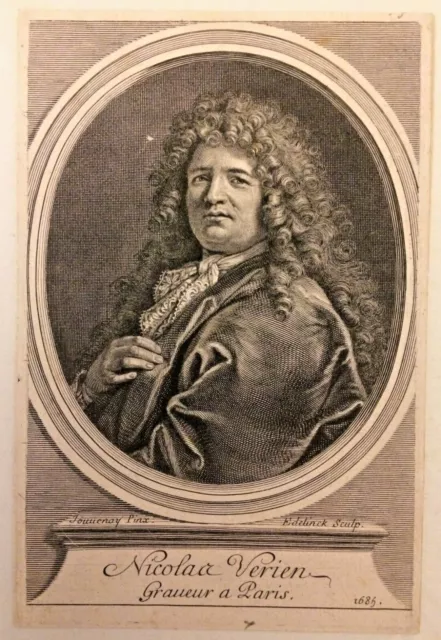 portrait de Nicolas Verien, graveur, gravure portrait XVIIIe Gérard Edelinck