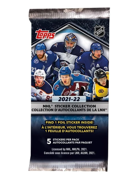 2021-22 Topps NHL Autocollant Collection Paquet 4 Et 1 Feuille