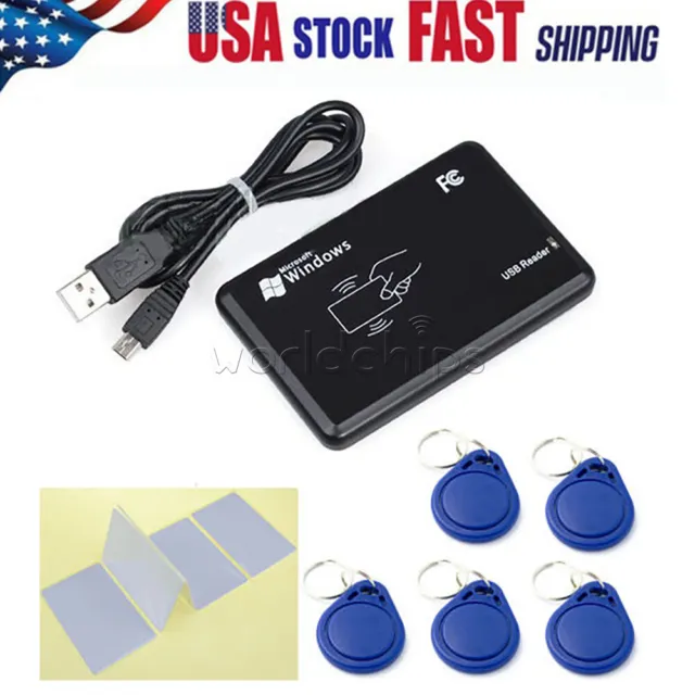 Smart USB RFID IC/ID Card Reader NFC Read 13.56MHz 125KHz+Card+Key Tag USA