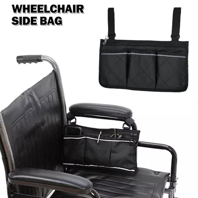 Bolso lateral universal para silla de ruedas con cremallera bolsa de almacenamiento de bolsillo reposabrazos Organizxpc I5V2