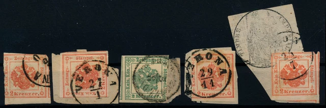 LOMBARDEI-VENETIEN 5Stk. Zeitungsstempelmarken! Interessantes Lot!
