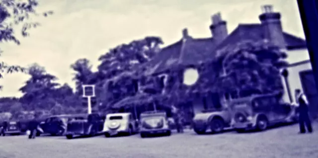 Antique  Plate Negative Photograph Showing Cars Outside Hotel