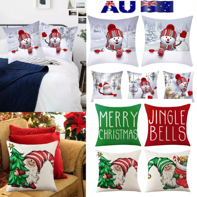 Christmas Square Cushion Cover Pillow Case Throw Xmas Party Sofa Bed Home Decor