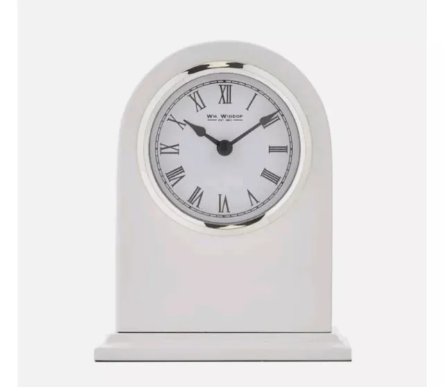 Widdop High Gloss White Arched Mantel Clock with Chrome Finish Metal Bezel