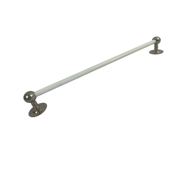 Antique Brasscrafters c1915 Milk Glass Towel Bar 24 in Nickel Plated Brass Ends