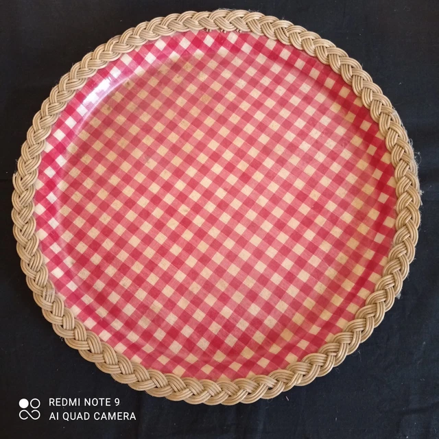 Plateau Vintage Manover Années 60 – Fibre De Verre Blanc, Décor Bouteilles Alcool