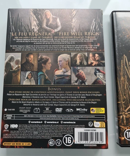 HOUSE OF the DRAGON intégrale SAISON 1 FR 5 DVD (no Game Of Thrones) HBO 3
