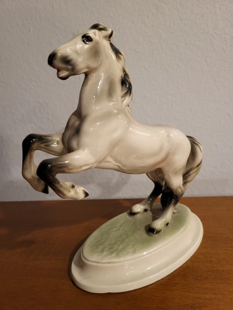 Vintage Keramos Rearing Horse Figurine Vienna Austria Ceramic Porcelain  8"