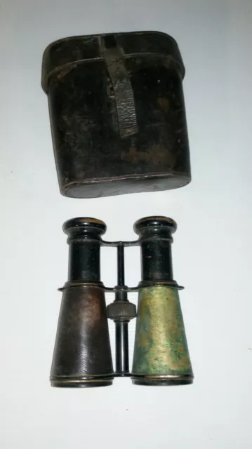 Ancienne paire de jumelles et etui optique
