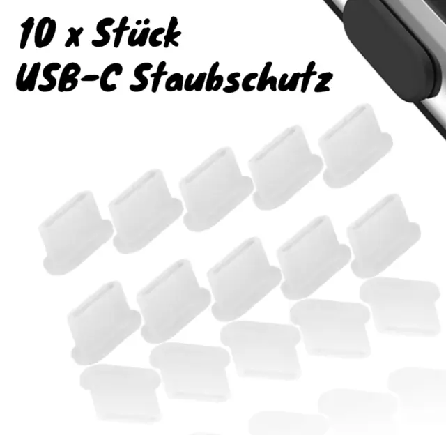 10x  USB-C Staubschutz Kappen DPG Stecker  Silikon - Weiß