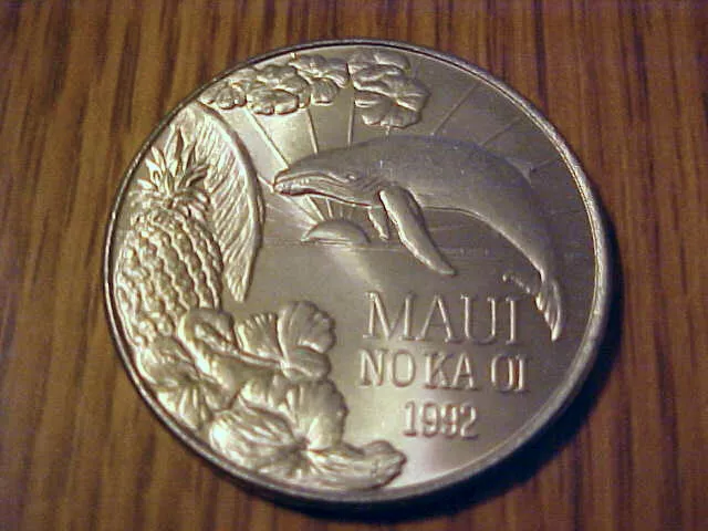 1992 Maui Souvenir Trade Dollar "The Valley Isle" Uncirculated