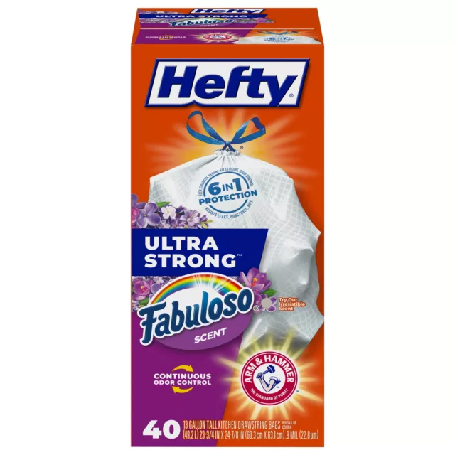 Ultra Strong Tall Kitchen Trash Bags, Fabuloso Scent, 13 Gallon, 40 Count