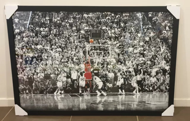 Michael Jordan Framed Poster Last Shot NBA CHICAGO BULLS Black