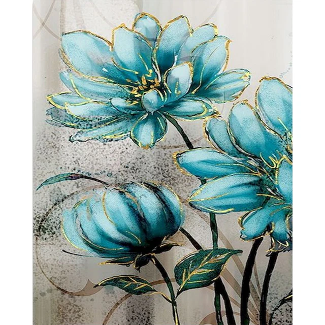 FuMeiJiaJiaJu Pintura por Números Set HÁGALO USTED MISMO Acrílico Sin Marco Imagen sobre Lienzo Azul B