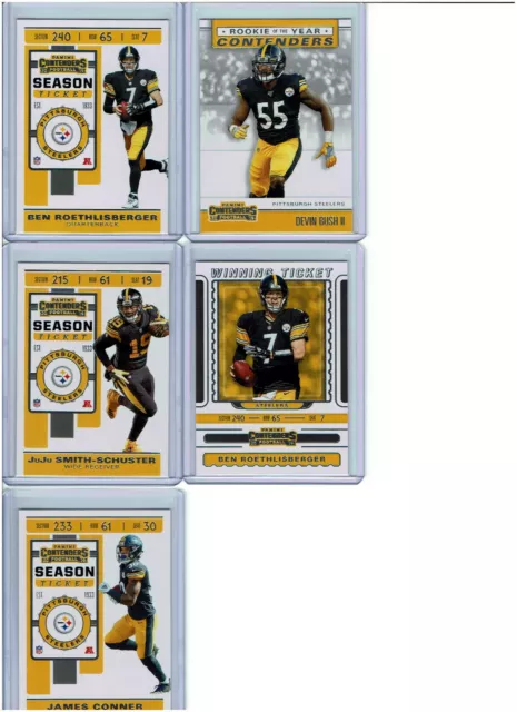 2019 Contenders Football Pittsburgh Steelers Team Set (3) Base Cards +++Plus+++