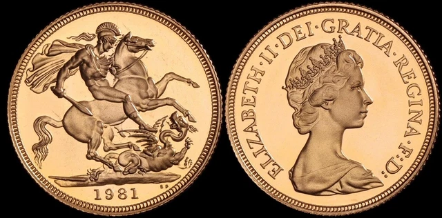 GREAT BRITAIN 1981 QEII Gold Sovereign. Proof. S-SC1.