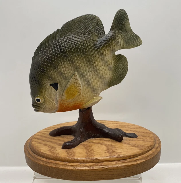 Vintage Fishing Figurine Jennings Decoy Co. On  Wood Base