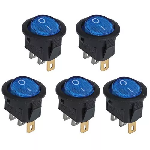 5Pcs 12V 20A Barca Spst Rotondo Su / Spento Rocker Impermeabile Interruttore