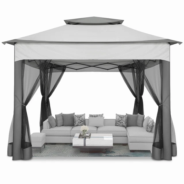 Faltpavillon 3,3x3,3m Pavillon Gartenpavillon Gartenzelt UV-Schutz Moskitonetz