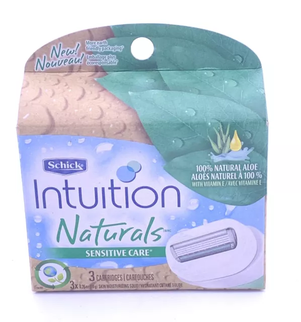 3 cartuchos de recarga de cuchillas de afeitar sensibles naturales Schick intuition Plus