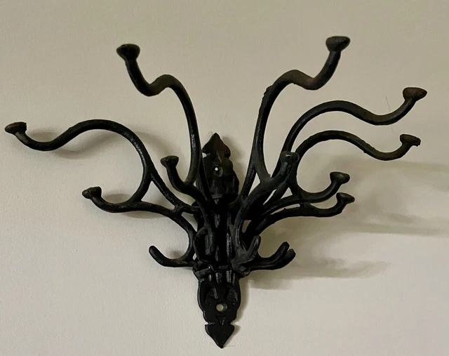 Hanging Cast Iron Hook 5 Arm, 15 hooks, 12" open, 7" tall Swivel Hanger