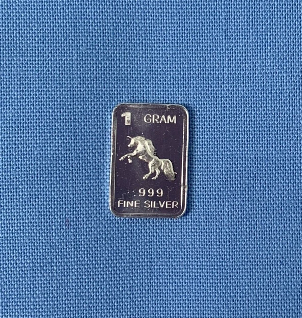🦄 Pure Silver Proof (.999) Fine Gem Bu Bullion 1 Gram Bar - Unicorn 🦄