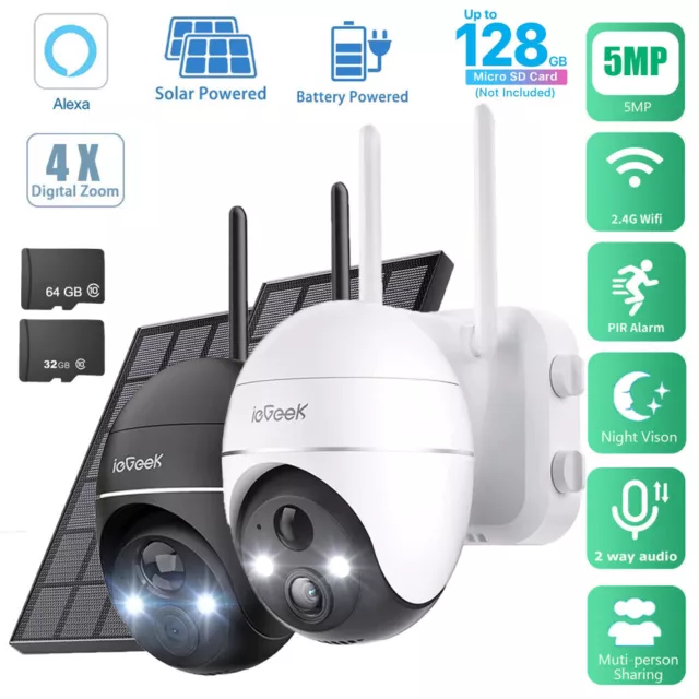 Telecamera di sorveglianza ieGeek 5MP esterna wireless WLAN batteria PTZ solare outdoor cam